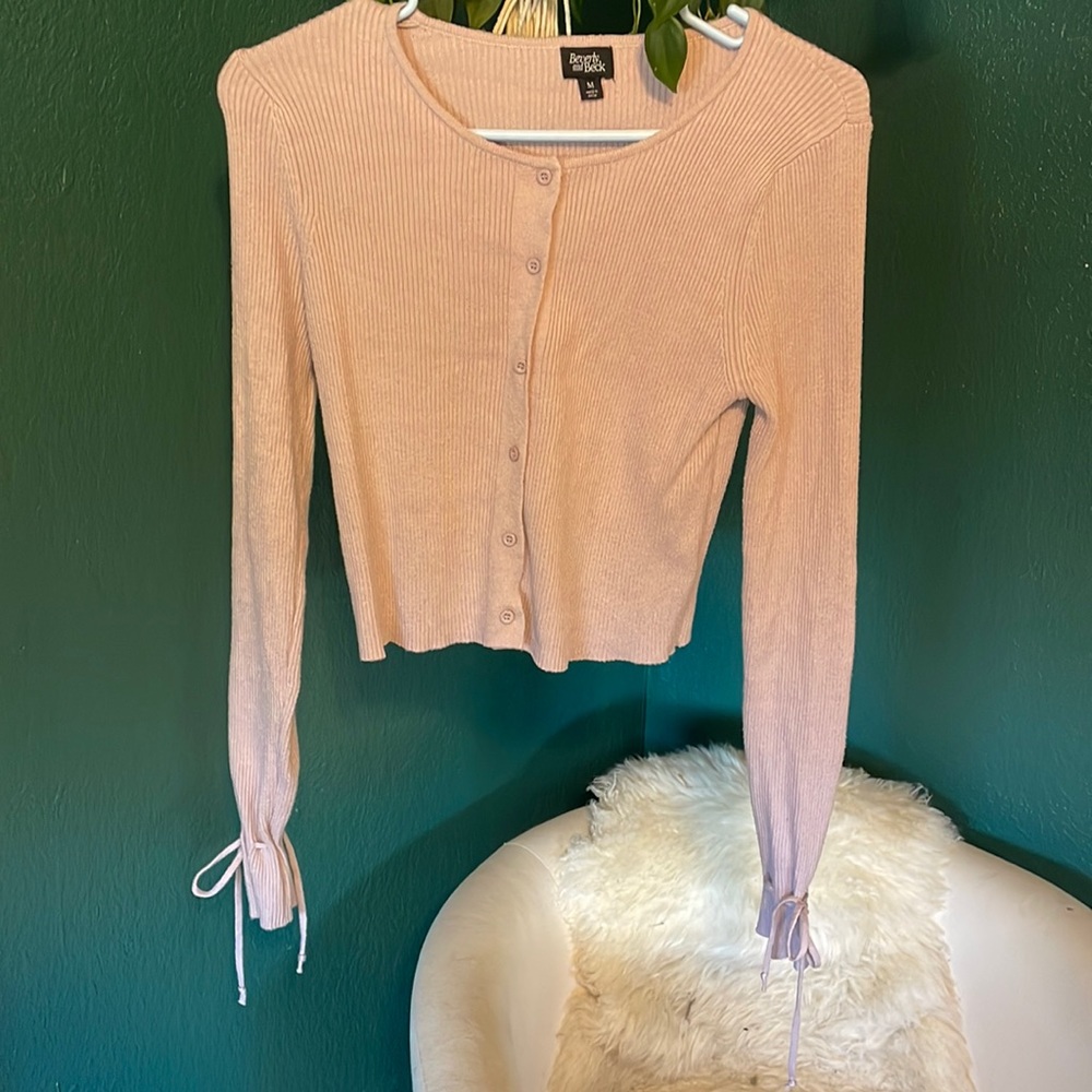 Ribbed Button Up Cardigan Top